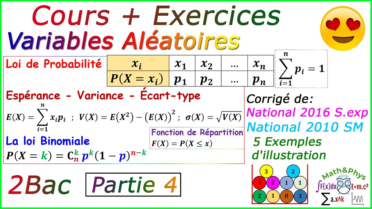 Calcul de Probabilités - Variables Aléatoires - Cours et Exercices Corrigés - 2Bac - [Partie 4]