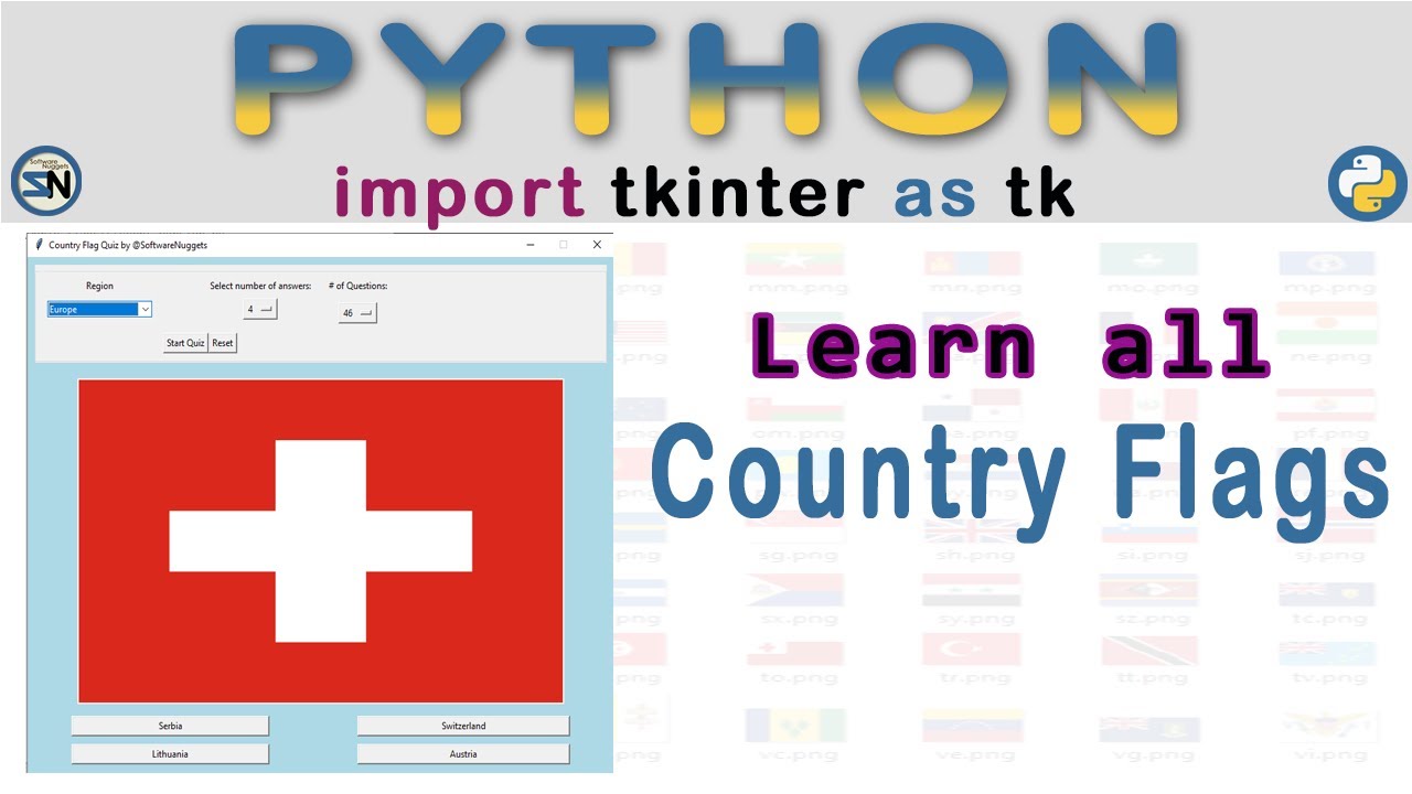 Learn Python TkInter: Build a World Flags Guessing Game Application step-by-step.