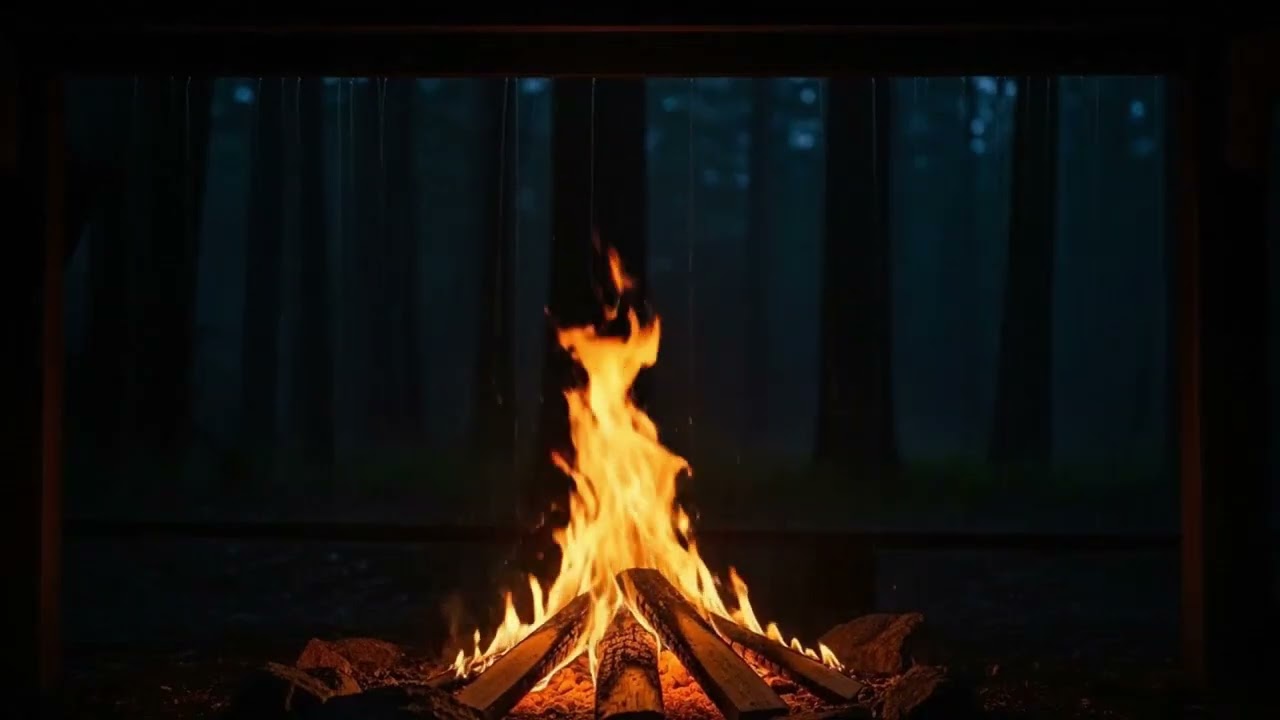 Rainforest Cozy Campfire | 1-Hour | Meditation - Sound Healing - Relaxation