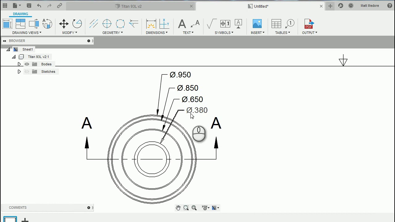 How to create the drawing for the Titan 93L