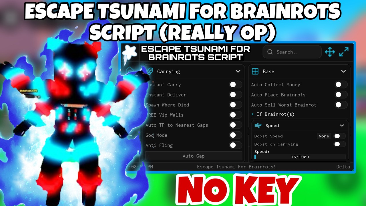 Escape Tsunami For Brainrots Script *NO KEY* Auto Farm New Infinity Brainrots, Vip Walls, Tp to gaps