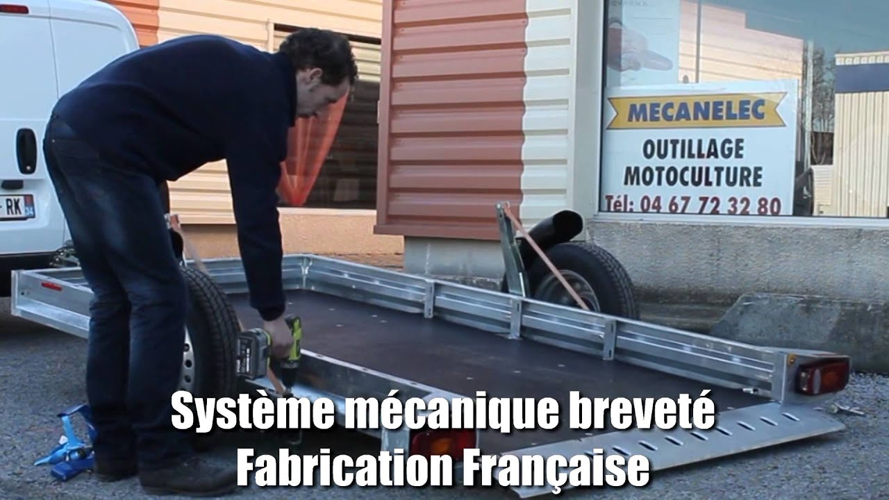 Chargement tondeuse auto portée sur remorque plateau Motorbronx MI 500