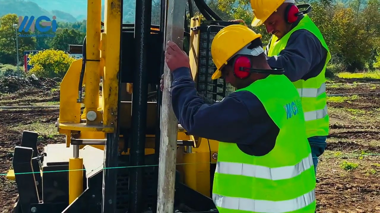Tonker 830 Pile Driver in Action – Operating on a Photovoltaic Plant Site