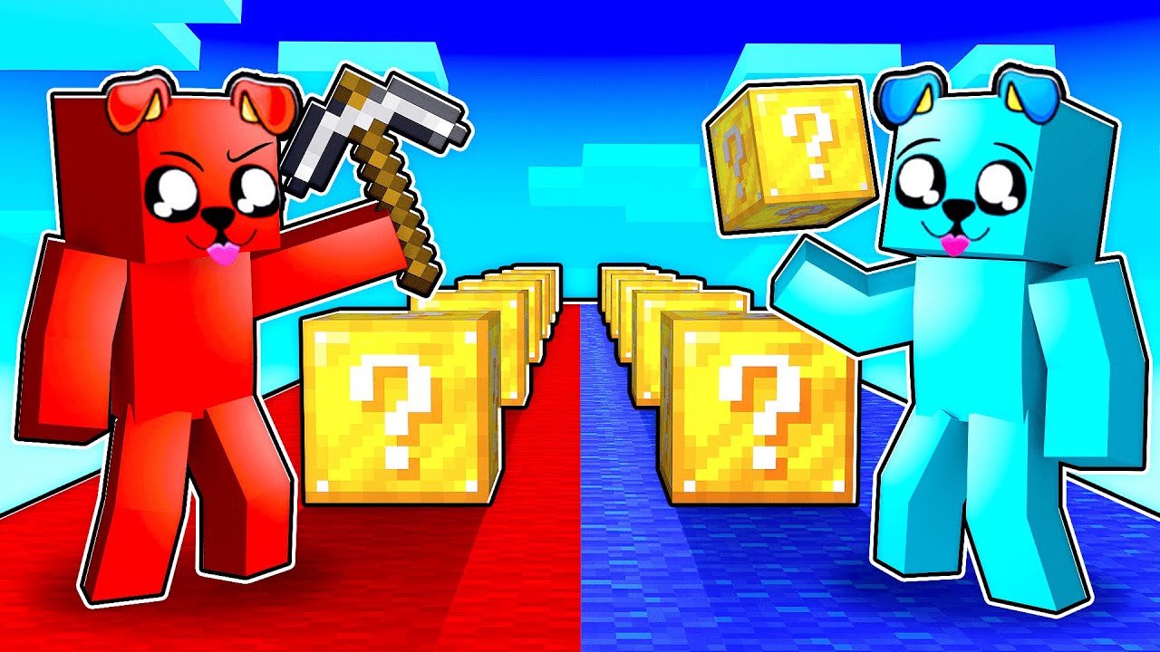 NOOB vs PRO WYŚCIG LUCKY BLOCK w Minecraft!