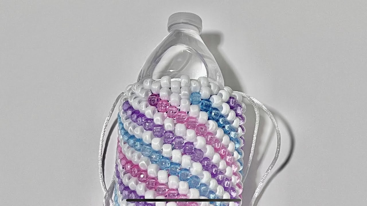 DIY COMO HACER UN PORTABOTELLAS CON CUENTAS   DIY  BEADED BOTTLE HOLDER fun ,fast  easy /PONY BEADS