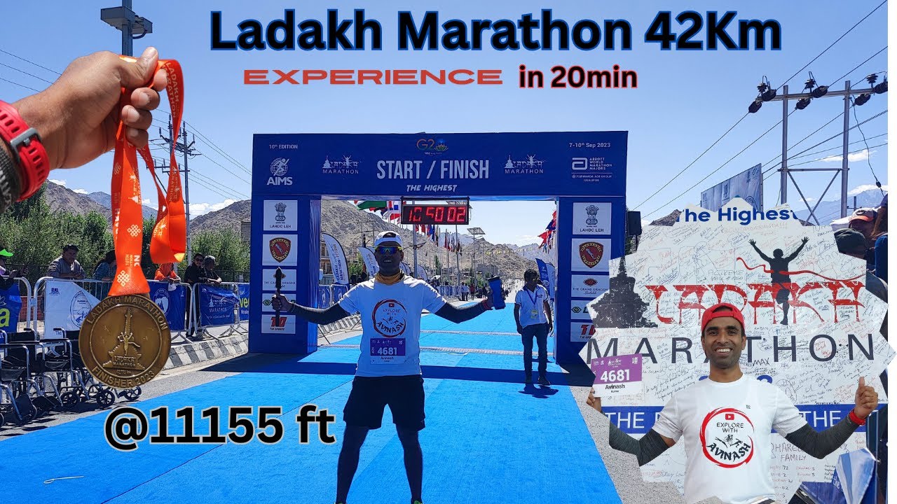 Ladakh Marathon 42km @11155ft | Full Experience in 20min | Life Time Memories |  Easy 42km 🏃‍♂️🏃‍♂️