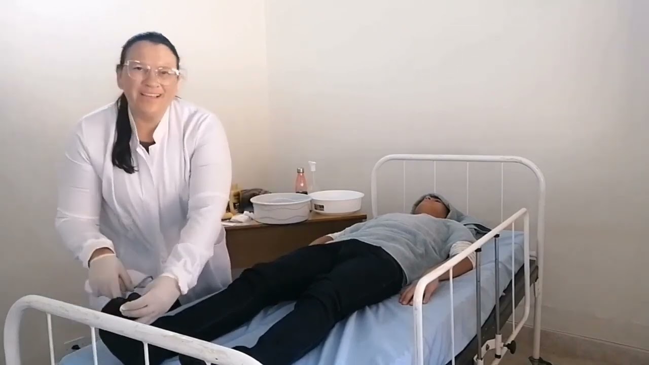 Banho no leito.