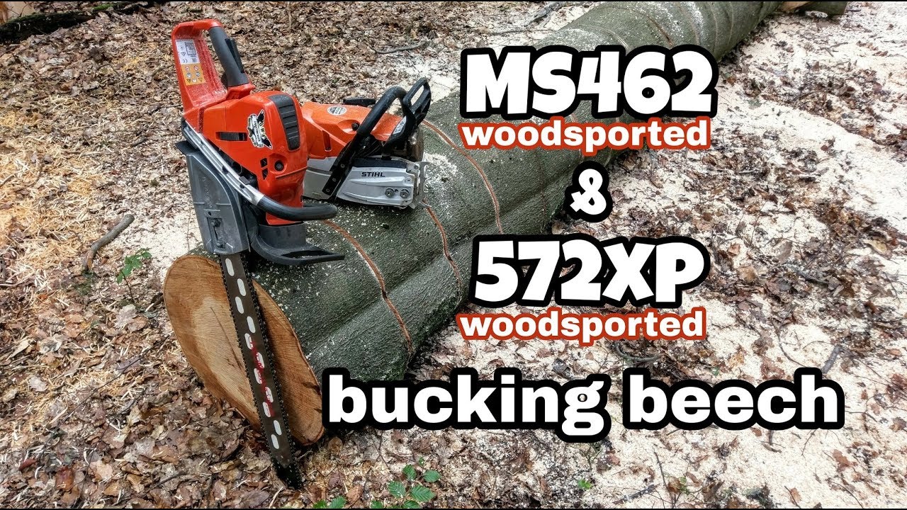 Stihl MS 462 (ported) vs. Husqvarna 572xp (ported) bucking beech