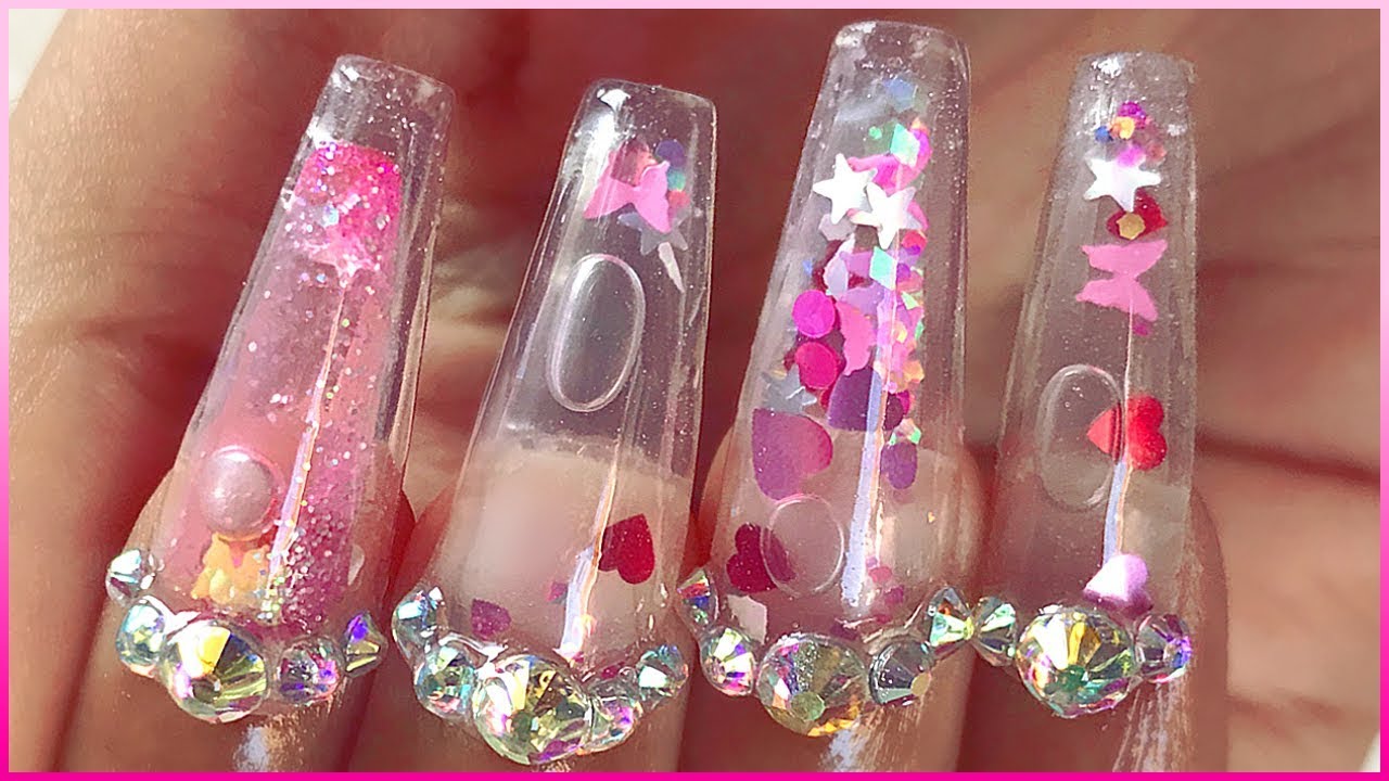 💘 Love Heart Aquarium Press-On Nails 💘