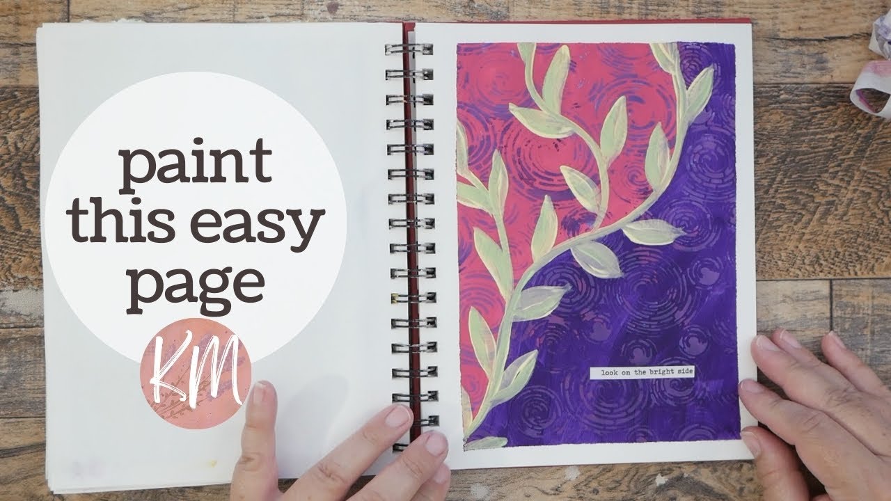 How to Make an Easy Art Journal Page with Leaves - Acrylic Paint with Me