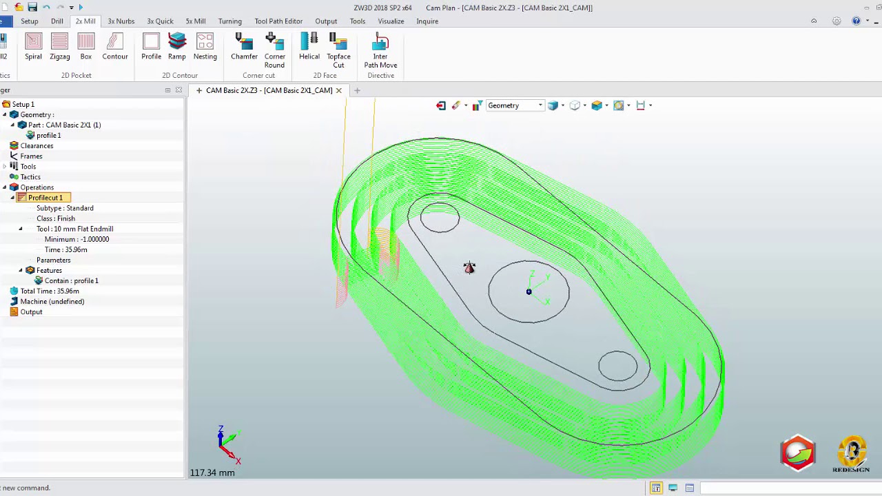 CAM 2AXIS FOLLOWING CURVE USING ZW3D