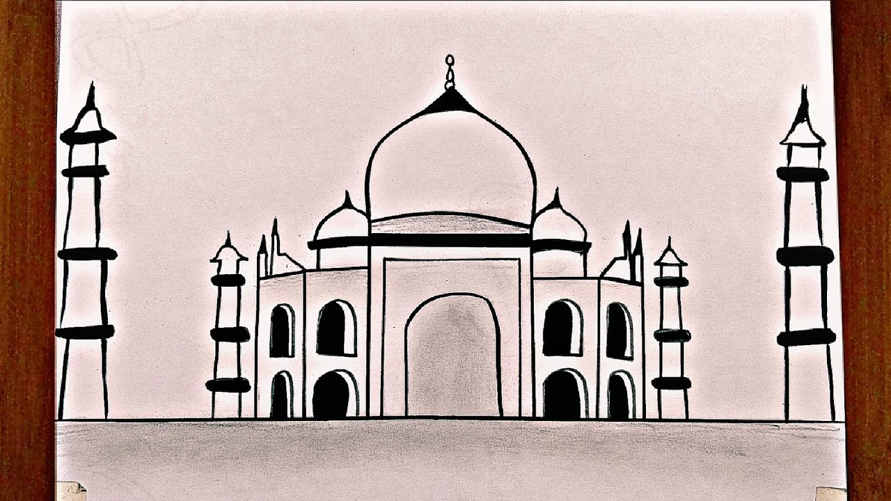 Amazing Taj Mahal Drawing 🕌 | Easy Monument Drawing Step by Step | India Famous Architecture Art