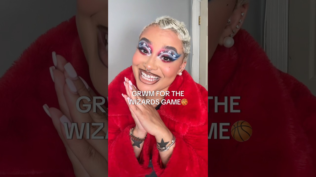 GRWM FOR A BASKETBALL GAME #creativeeyemakeup #wingedcutcrease #creativemakeup #creativemakeuplooks