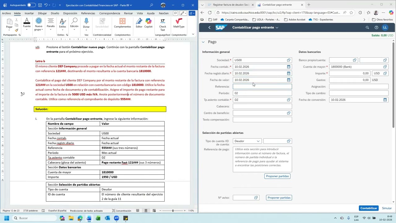 Parte 09 - Ejercicio 03 - Utilización de SAP Versión 4.2 - Contabilidad Financiera