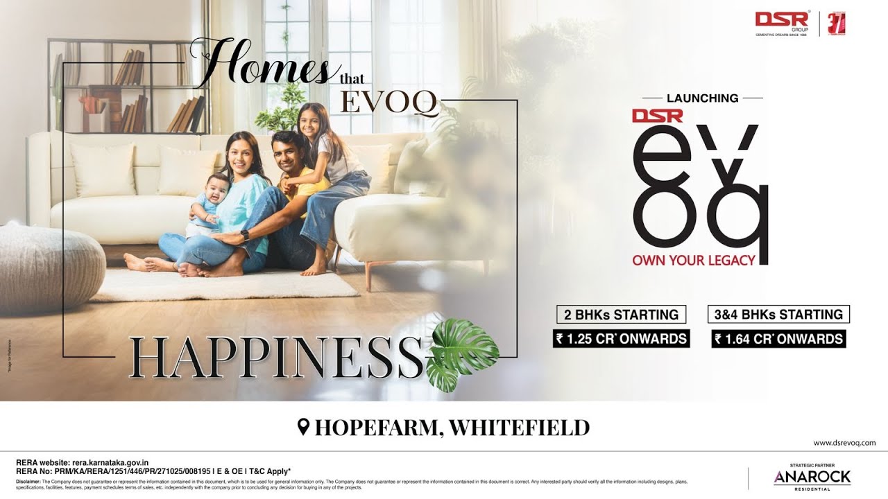 DSR Evoq Whitefield – Premium 3 & 4 BHK Apartments at Hopefarm, Bangalore