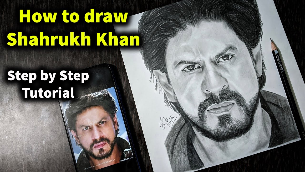 How to Draw Shahrukh Khan Step by Step Sketch tutorial -Part 2/ Pencil Shading, Blending, Hair,Beard