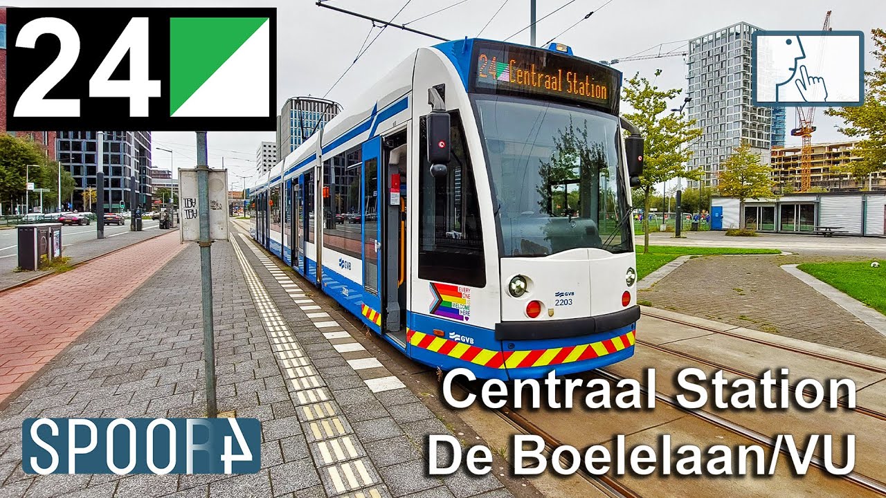 Cabinerit Tram 24 (Amsterdam) | Centraal Station - De Boelelaan/VU (Tram Driver's POV)