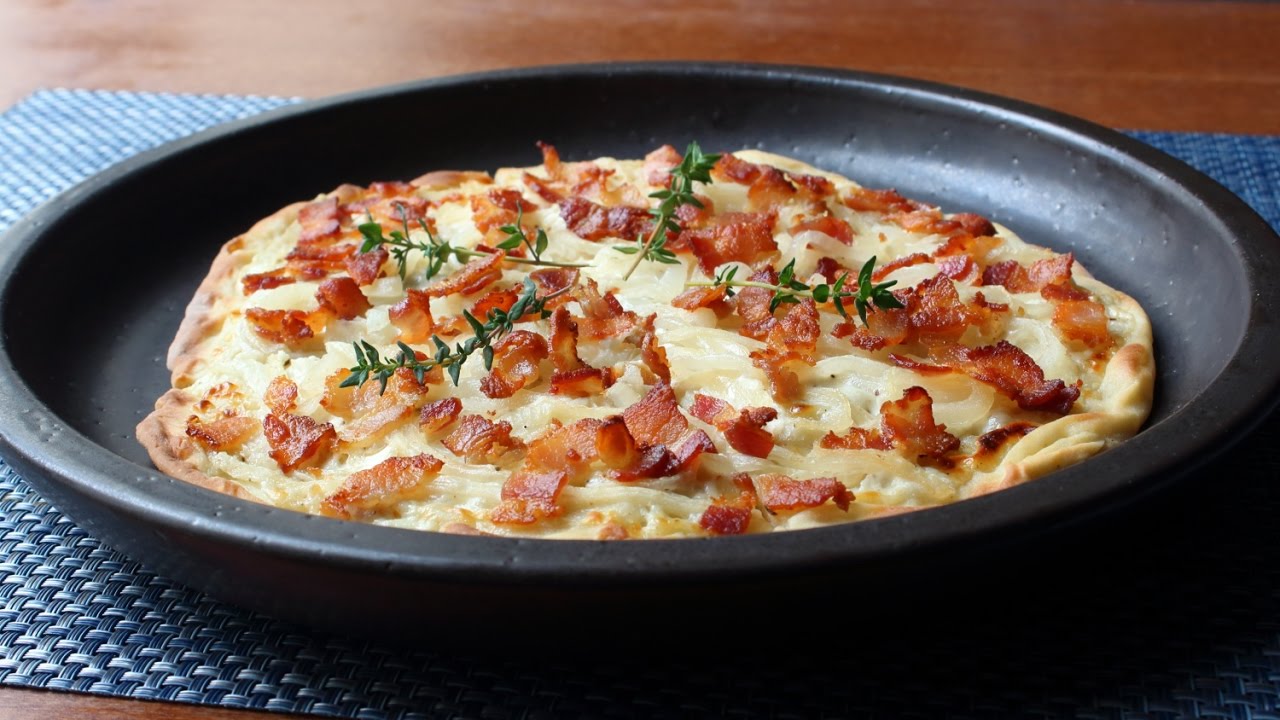 Tarte Flambée - Alsatian Bacon & Onion Tart - How to Make Tarte Flambée