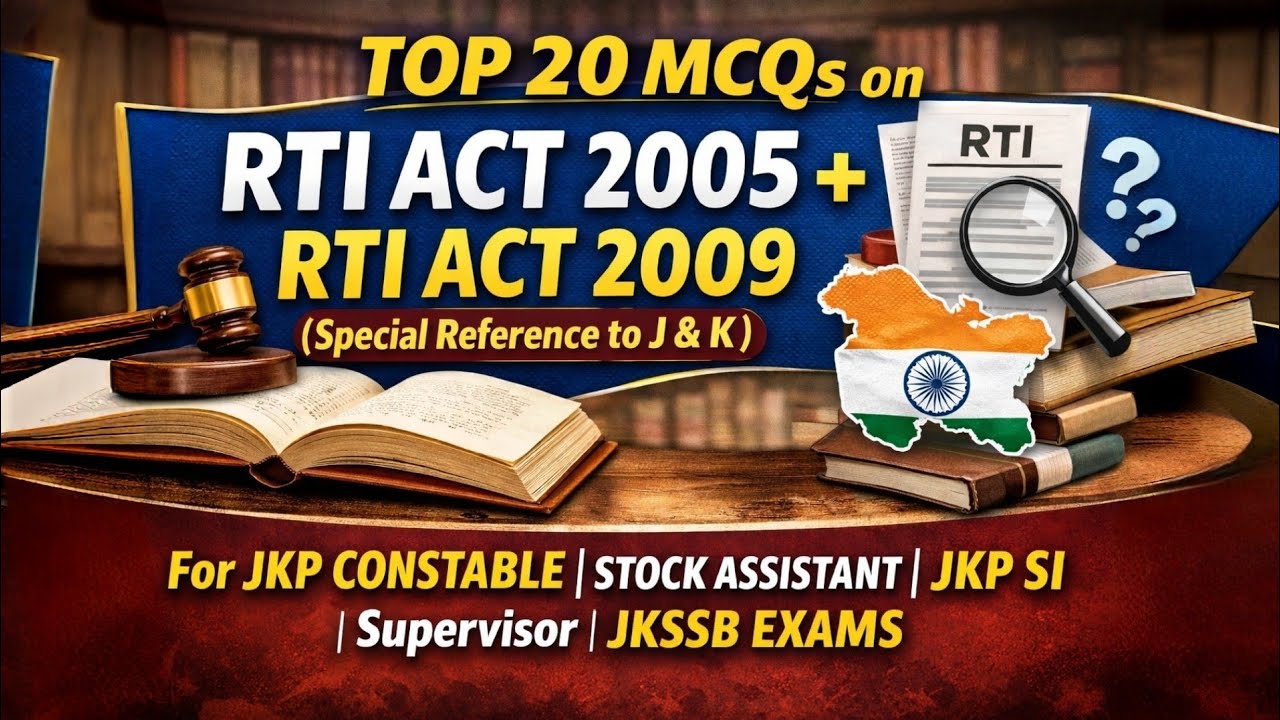 MCQs RTI Act (J&K Special) 🎯 || JKSSB Special 