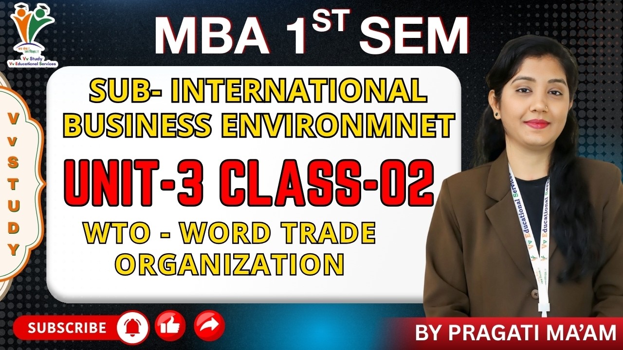 WTO- WORD TRADE ORGANIZATION -MBA 1ST SEM | INTERNATIONAL BUSINESS ENVI | (UNIT-2) | BY PRAGATI MAAM