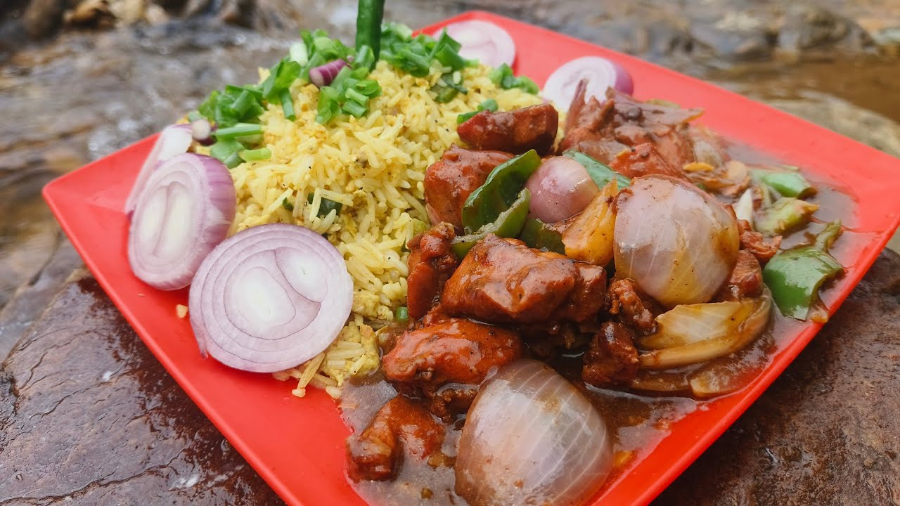 Street Style Egg Rice/ Pulao With Chicken Manchurian in Jungle | Pylleng | Dohsyiar #outdoorcooking