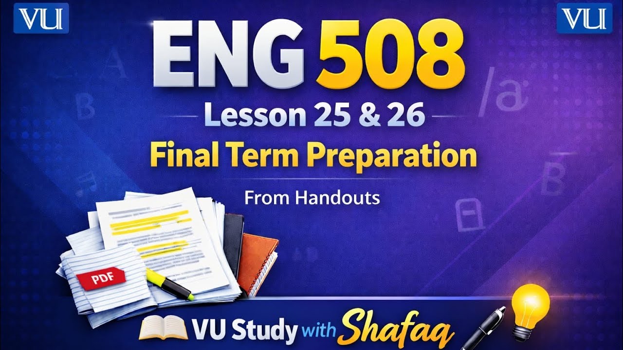 ENG508 Lesson 25 26 Final Term Preparation Semantics and Pragmatics/ Virtual university 