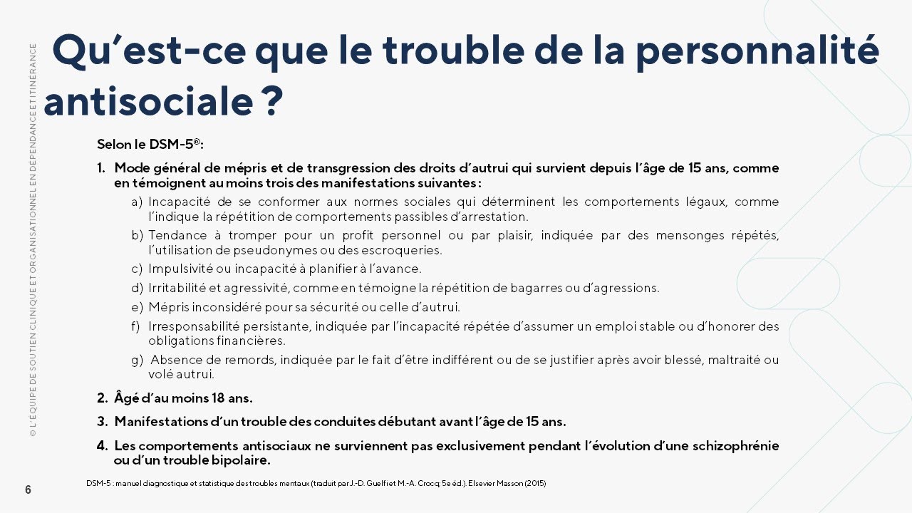 Troubles de la personnalité antisociale  : Clés d'intervention