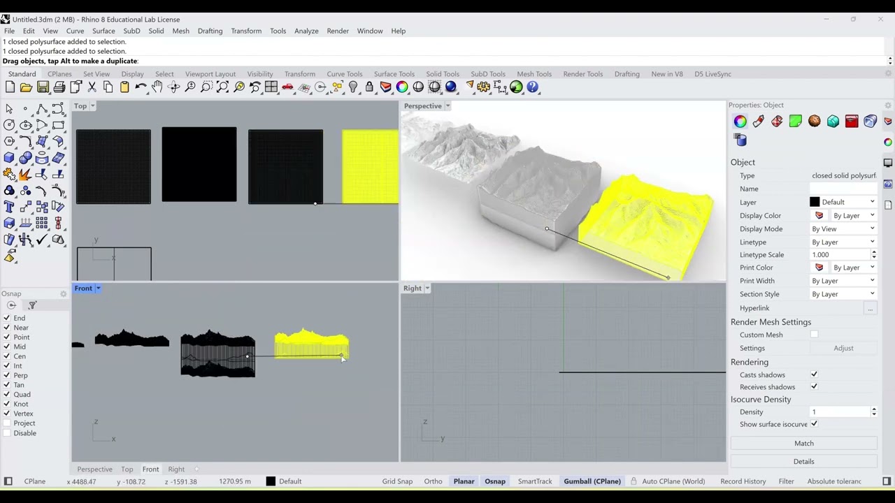 Rhino Terrain: Hightfield and Contour