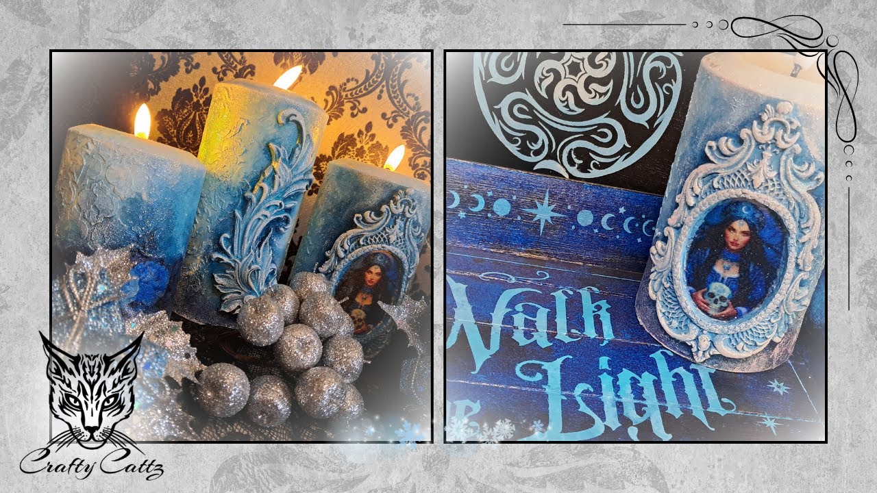 The Witch’s Winter Shrine ~ Hand Painted Candles  ~ Guaranteed Wick (No Spell Required) - Christmas