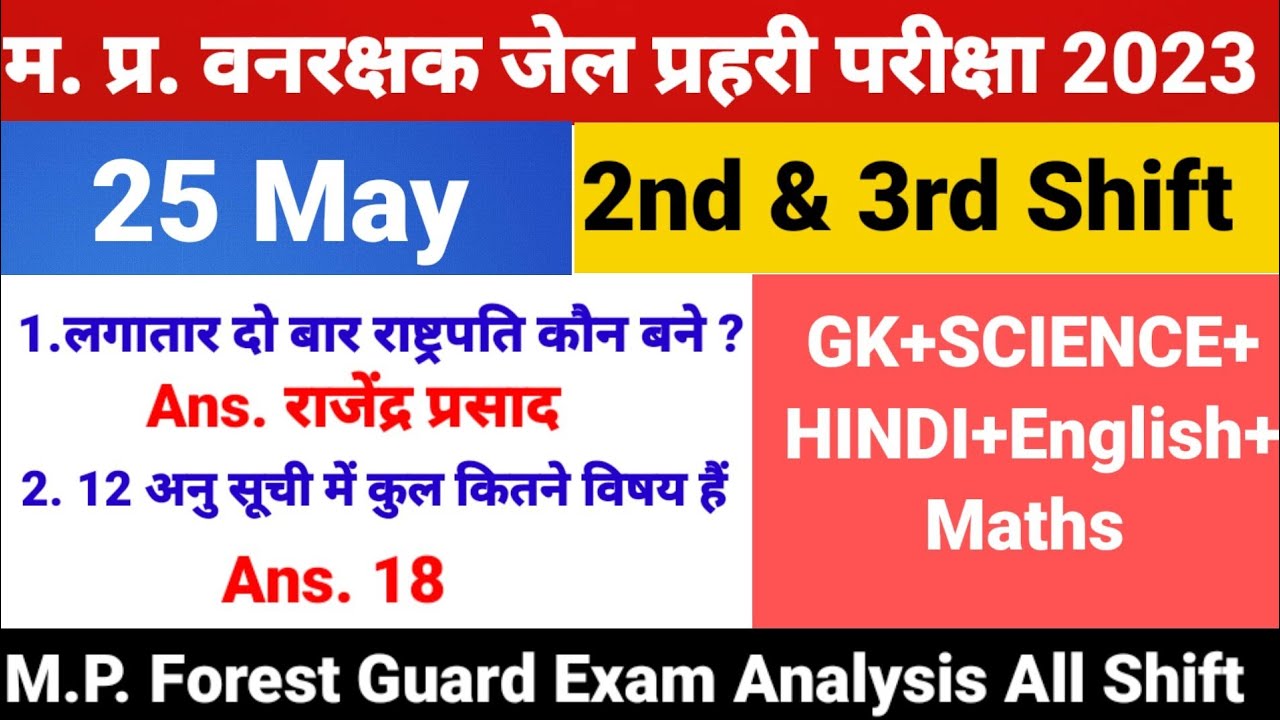 MP जेल वनरक्षक EXAM 25 May All  Shift | MP Jail Prahari Exam Analysis | MP Forest Guard Analysis II