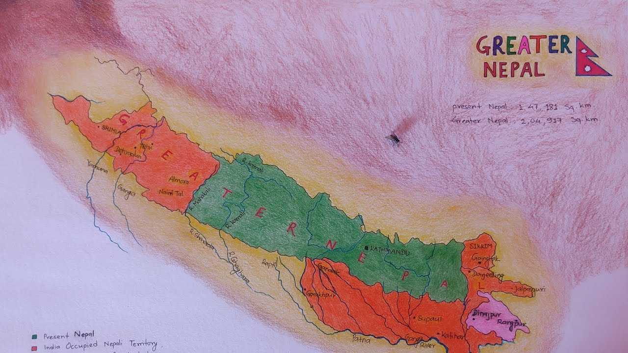 How to draw Nepal map.Greater Nepal//Brave gorkha Ancients history map.