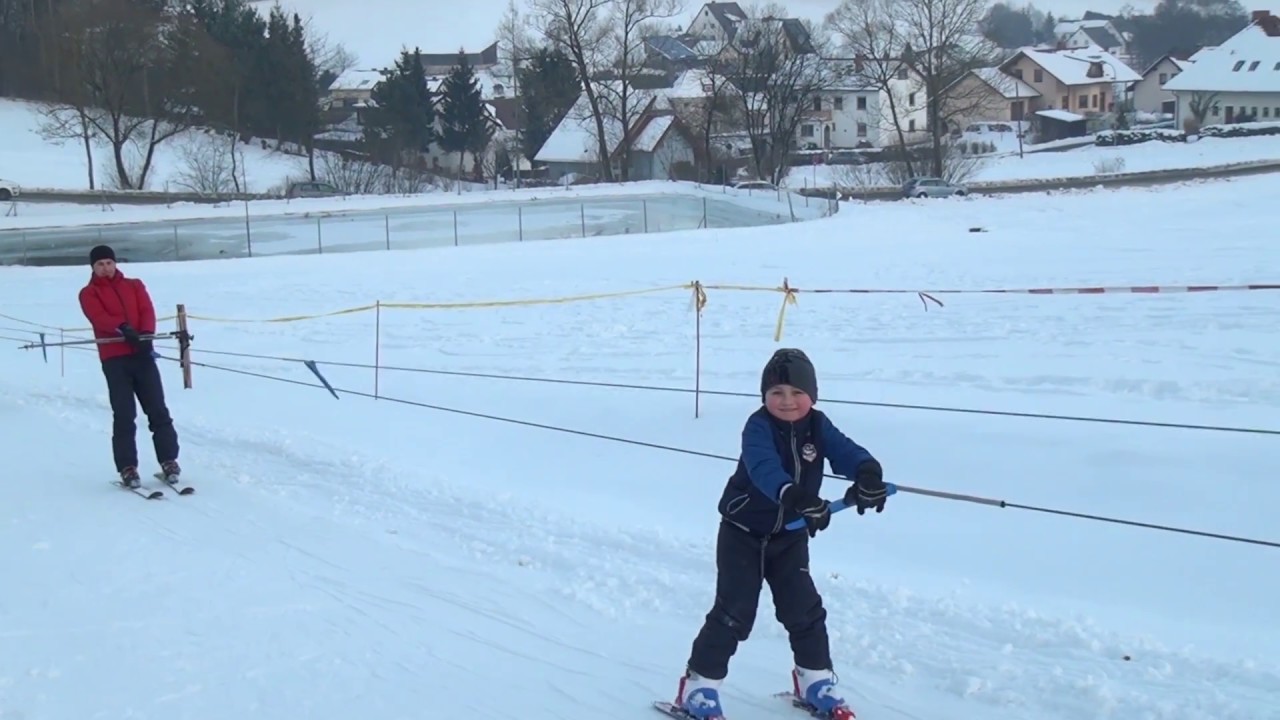Алексей на лыжах первые шаги Skilift Lautertal