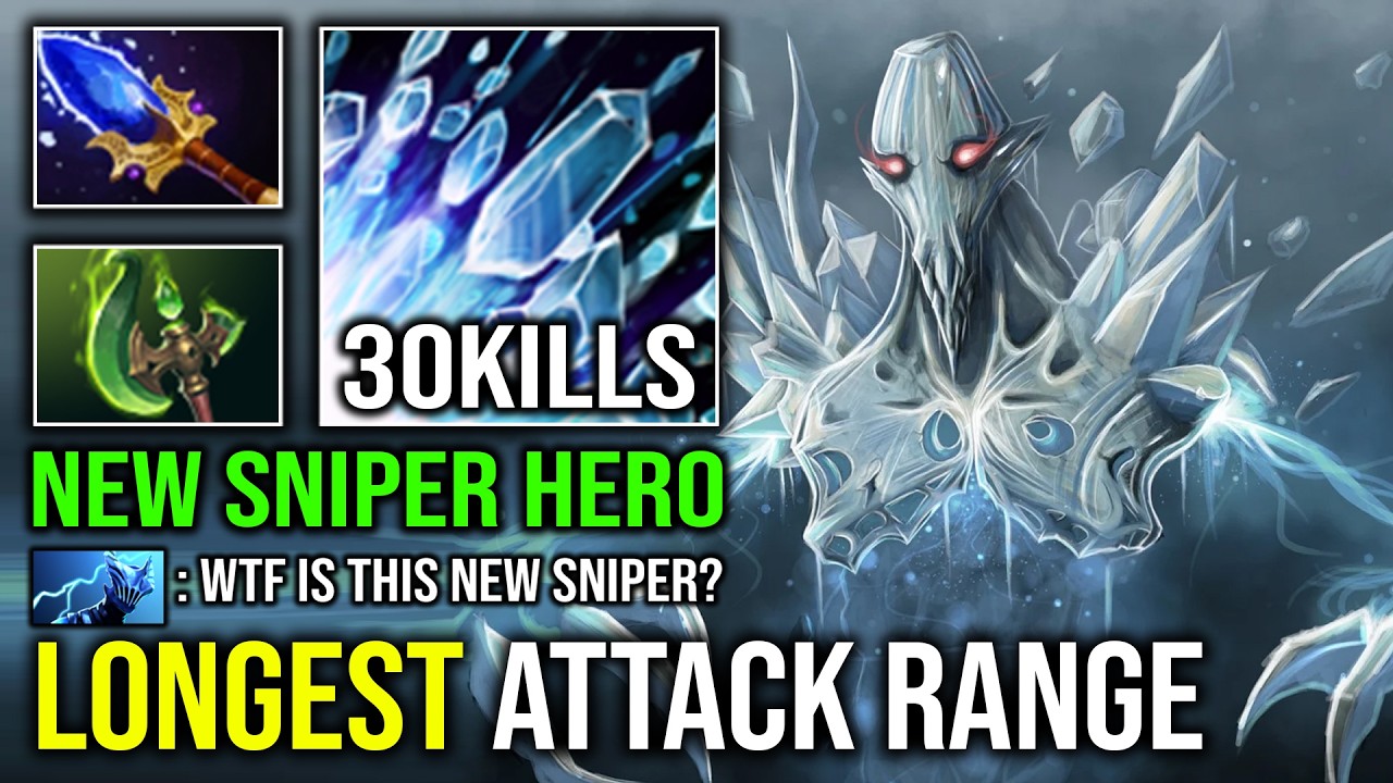 NEW SNIPER HERO Longest Attack Range AA 1 Shot Ice Blast Unlimited Chilling Touch DPS Dota 2