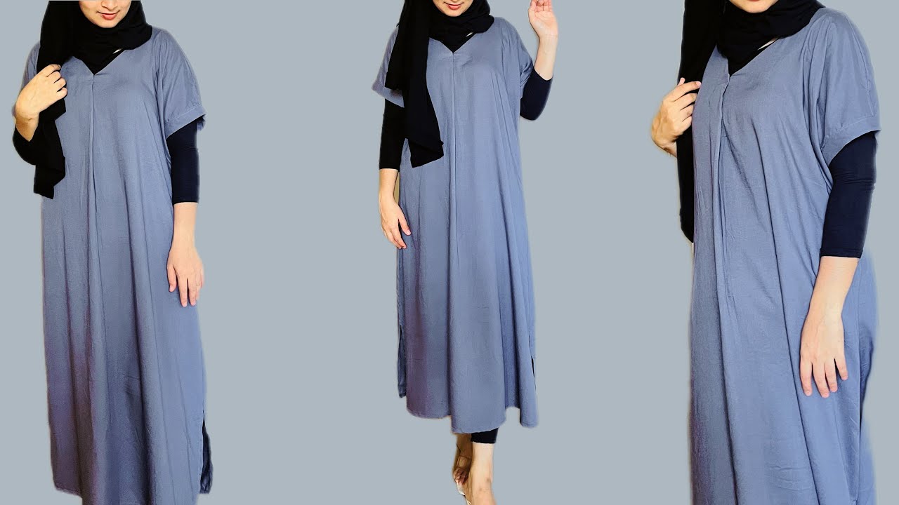 DIY: Trendy maxi dress// Lose fit dress/ v neck with hidden pleat 