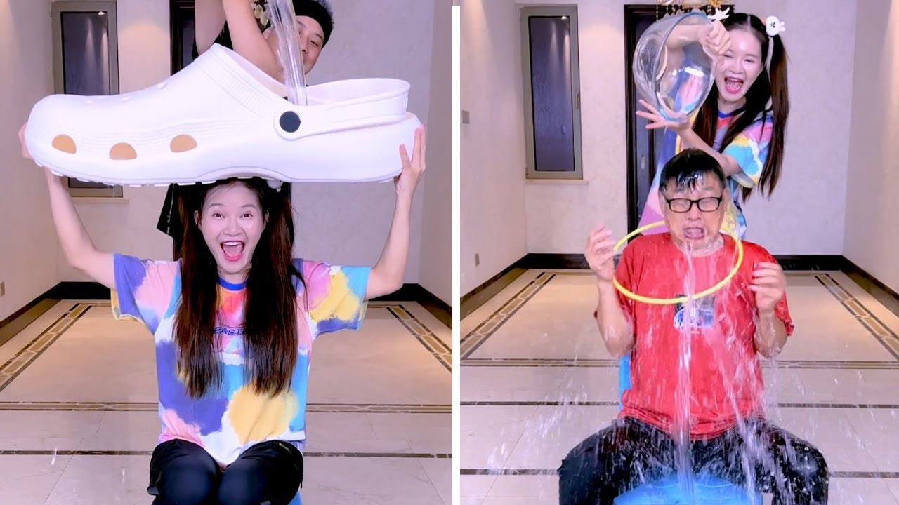 Come And Join Rain-Blocking ChallengeSo Exciting! -Да! # Funnyfamily # Partygames # Familygames