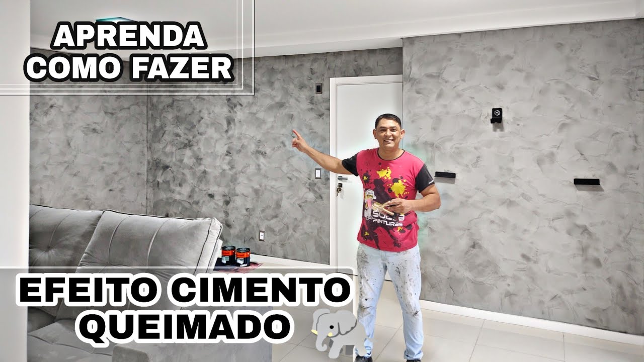 COMO FAZER EFEITO CIMENTO QUEIMADO: cor elefante 🐘 #cimentoqueimado #suvinil #efeito