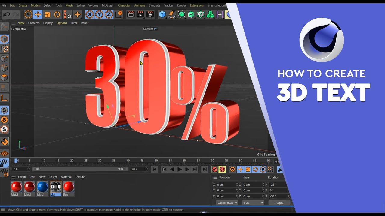 How to Create 3D Text | Cinema 4D R23 | KIMSROY Official