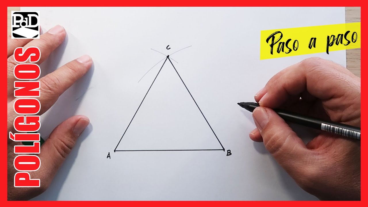 C&oacute;mo Dibujar un Tri&aacute;ngulo Equil&aacute;tero dado el Lado. Trazado Paso a Paso con Comp&aacute;s Sobre Papel.