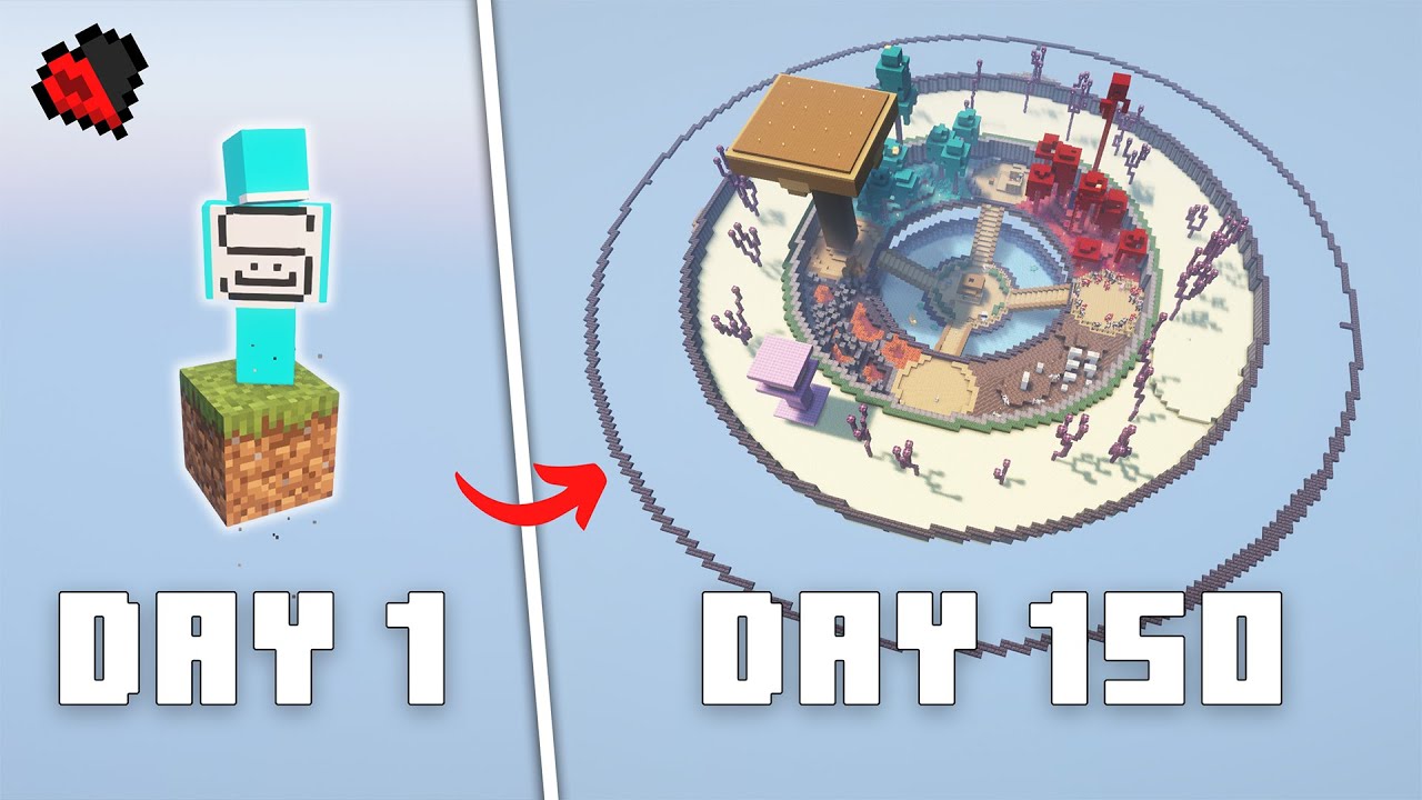 I Survived 150 Days On OneBlock In Minecraft Hardcore