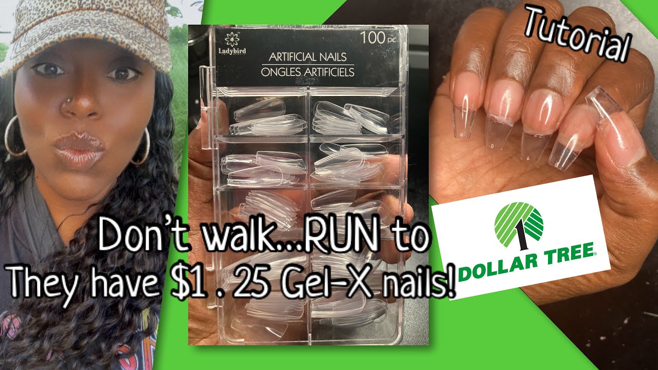 Gel-X nails for $1.25 😱 | 🗣️RUN to your local Dollar Tree NOW! | Gel X nails tutorial |