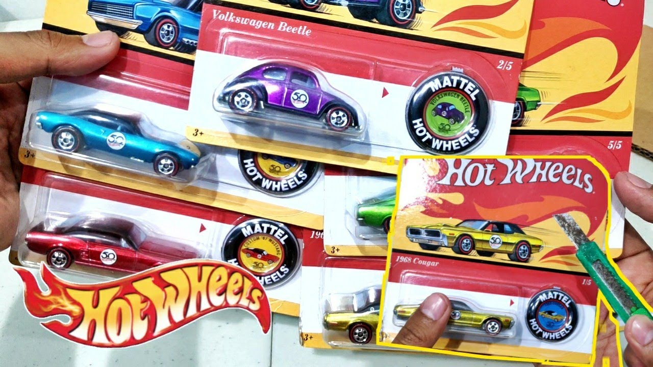 UNBOXING GREGET! HOT WHEELS RED LINE 50TH ANNIVERSARY - 67 CAMARO, VW BEETLE, COUGAR, MUSTANG, HEMI