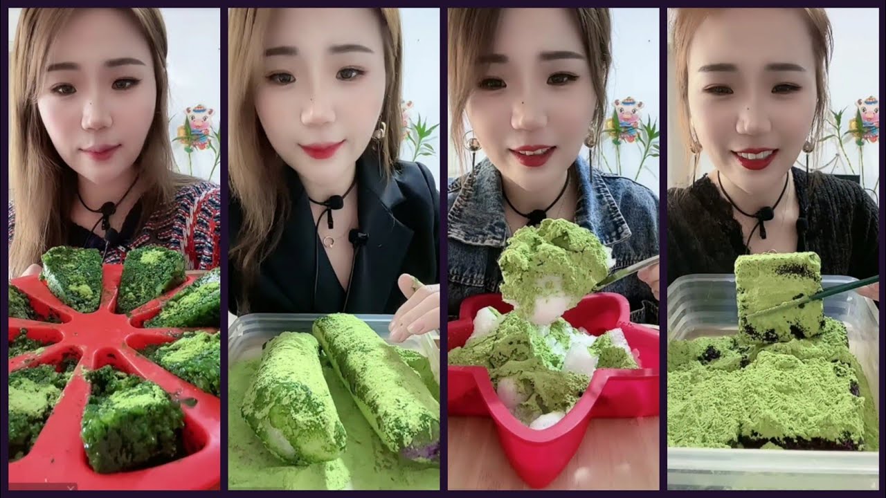 ASMR REFROZEN SHAVED ICE EATING WITH MATCHA POWDER