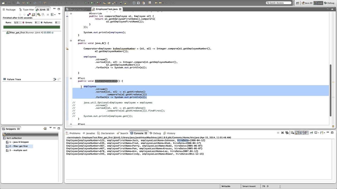 Screencast #7: Sorting Collection of Objects in Java 8