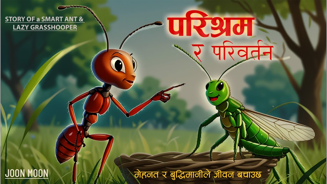Ant & Lazy Grasshopper _ Nepali Story Teller #JoonMoon @MoonRise-g6r #kidsstories_Bed Time Story 