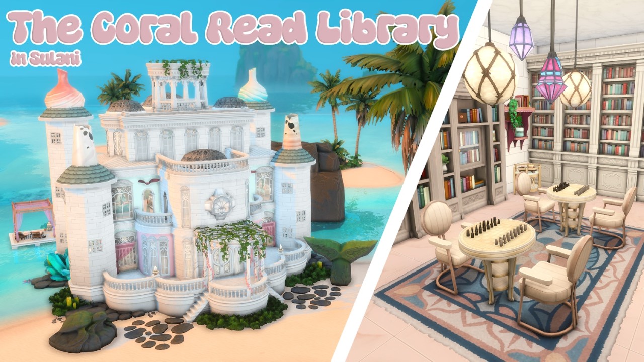 The Coral Read Library 🧜🏻‍♀️🐚📘 | Sims 4