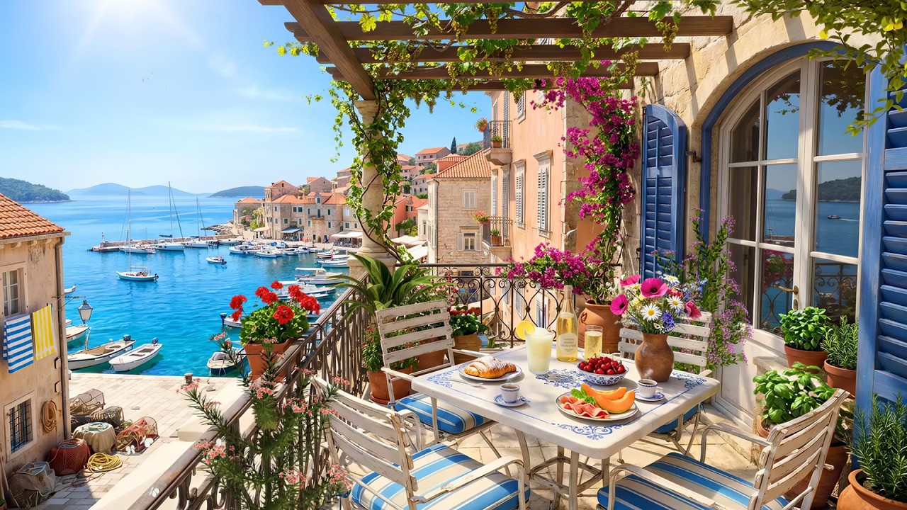 Sunny Harbor Jazz Cafe - Средиземноморская атмосфера для завтрака на балконе и расслабляющая форт...