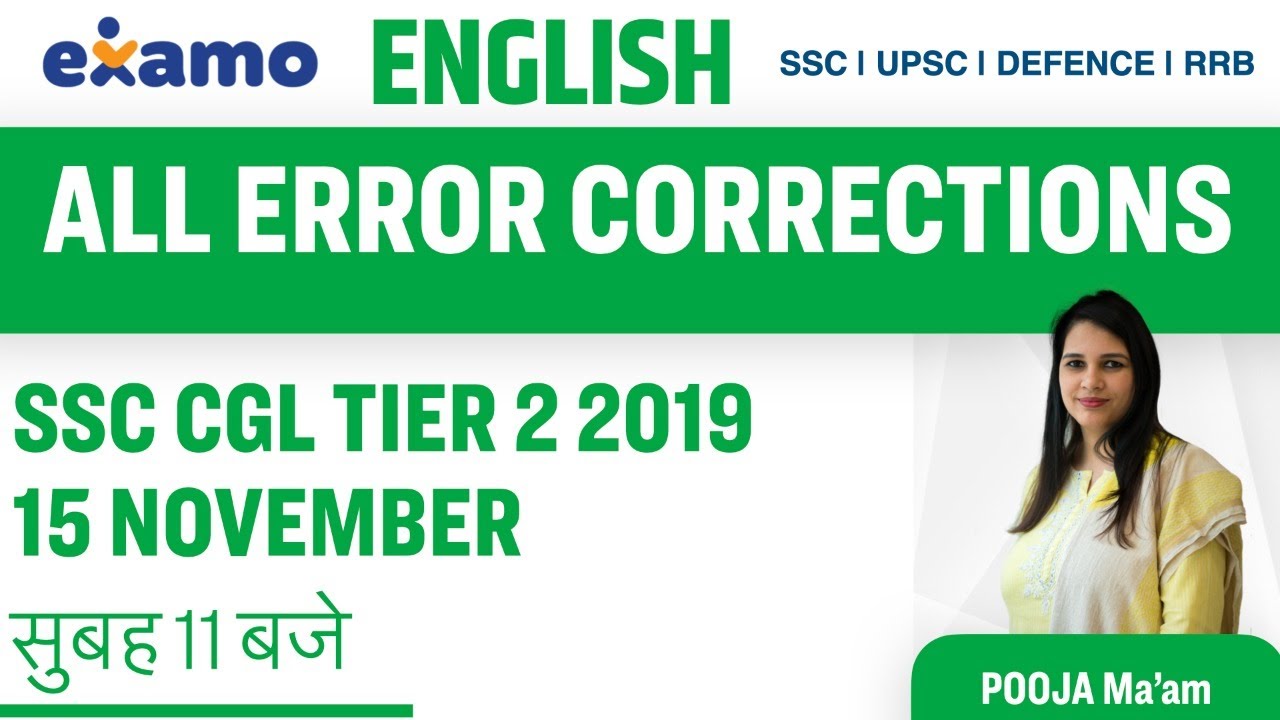 All Error Correction Questions | SSC CGL Tier 2  2019 English Paper Solution | 15 Nov | Pooja Ma'am