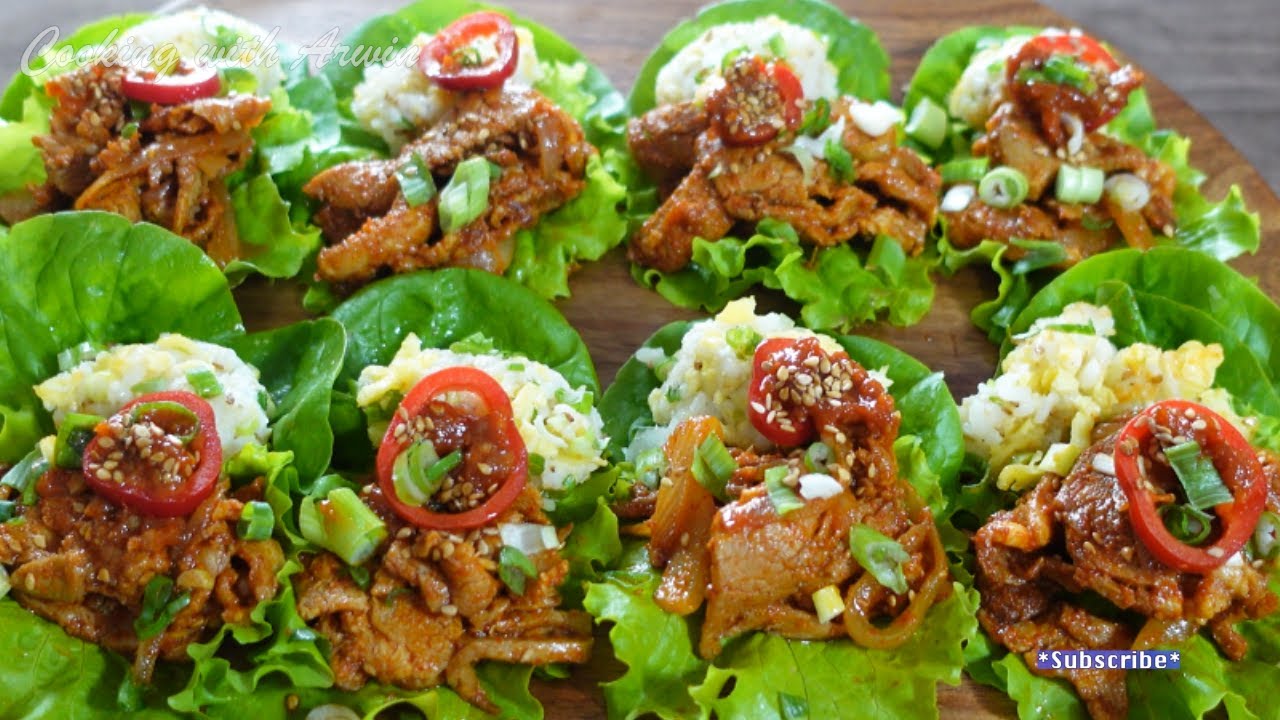 Korean BBQ Style Pork Bulgogi Lettuce Wraps ( 돼지 불고기 쌈밥) | Easy and Simple Recipe