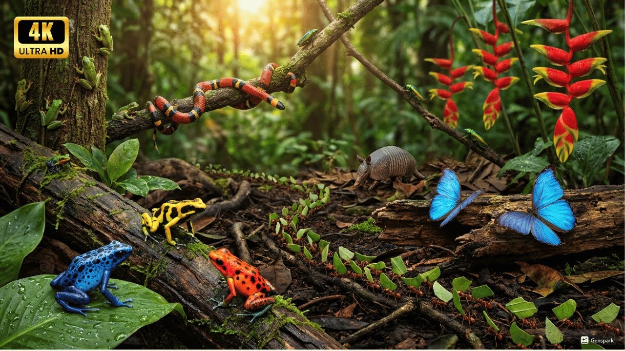Relaxing Walk in the Amazon  Forest Floor Whispers 🌱 Leafcutter Ants & Dart Frogs 4K No Music ASMR