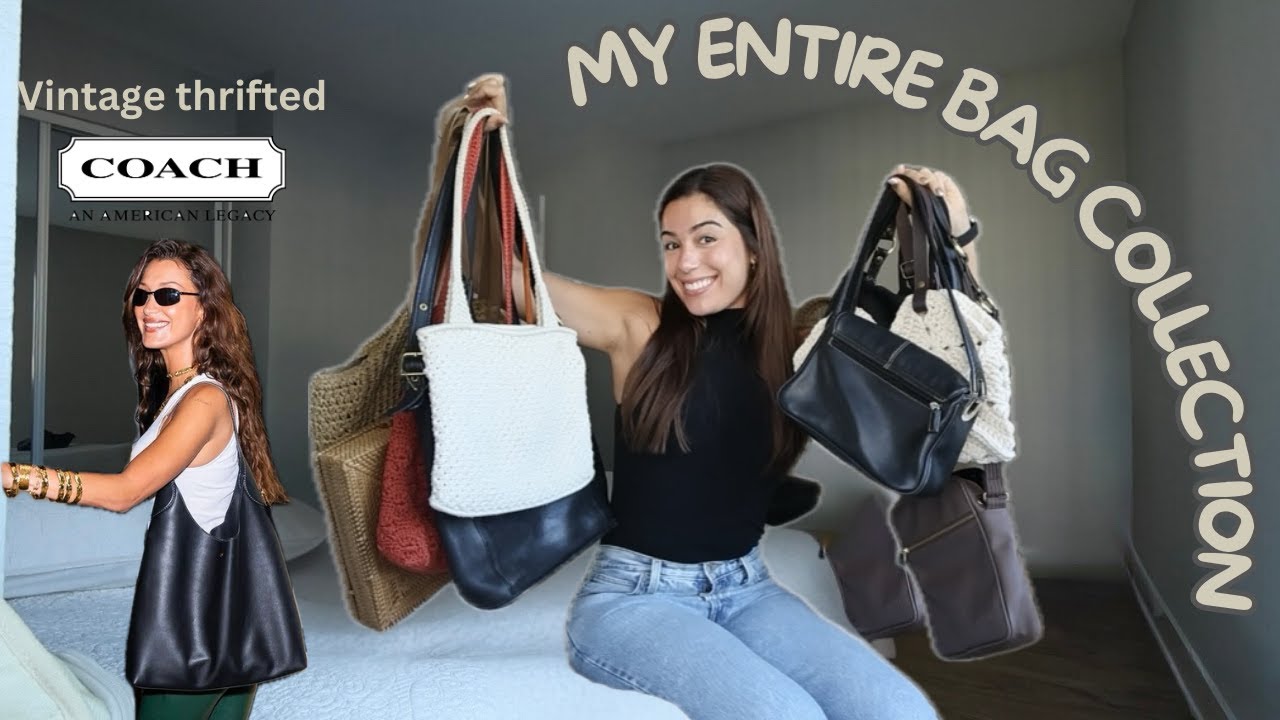 My entire THRIFTED BAG COLLECTION!! + VINTAGE COACH BAG for $40